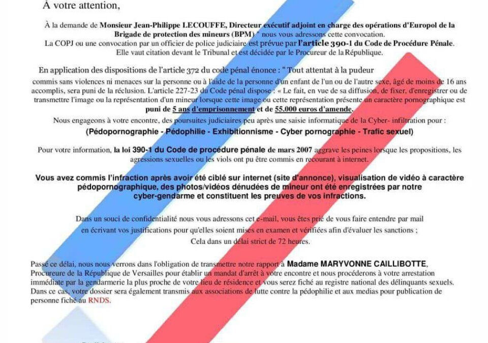 Le général de division veut vous arnaquer … cordialement